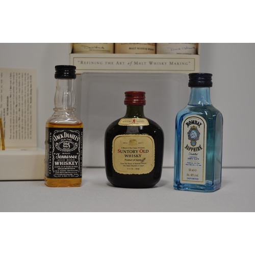 51 - A collection of miniature alcohols to include whisky, gin, tequila, mead and liqueur's featuring, Bo... 