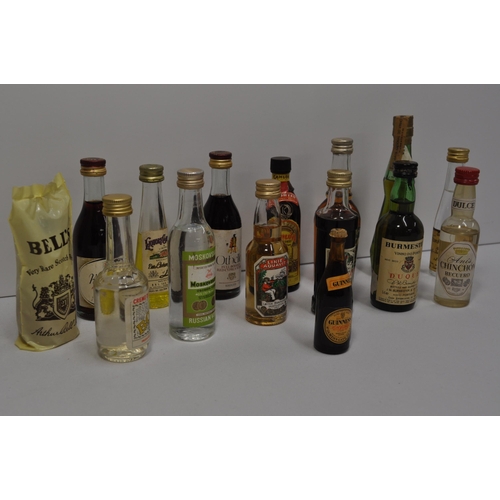 52 - A collection of miniature alcohols to include whisky, wine, port, and liqueur's featuring Glenmorang... 