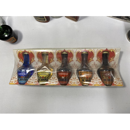 65 - Jack Daniels special edition game gift set together with a selection of miniature vintage brandies, ... 