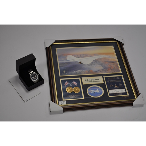 94 - Concorde items consisting; Bradford Exchange Celebrating 50th anniversary of the Concorde print by P... 