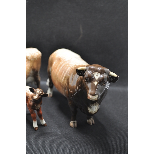 136 - Beswick pottery Dairy Shorthorn models, including bull, 