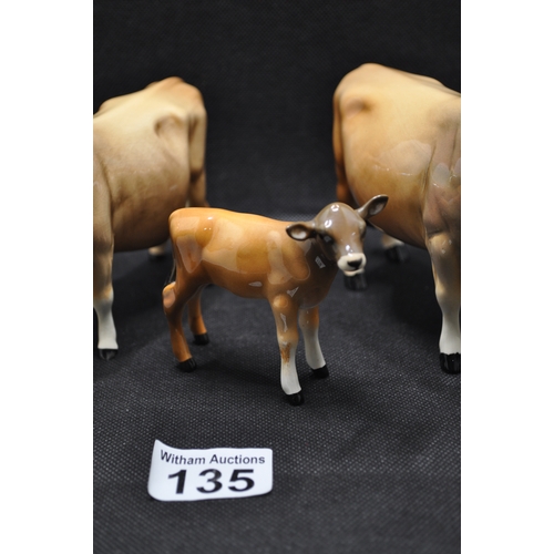 135 - Beswick Dunsley coy boy, cow and calf (3)