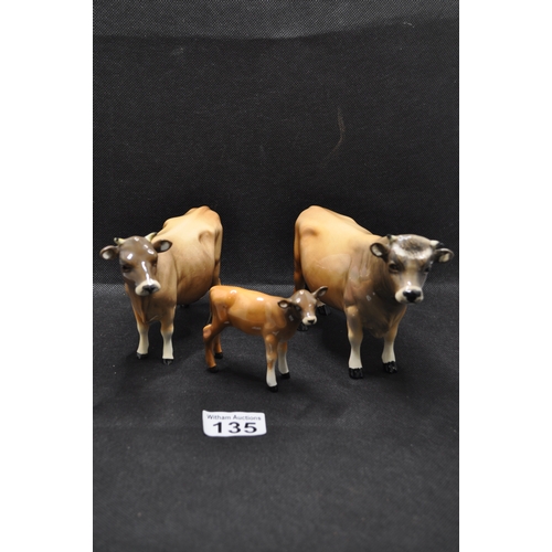 135 - Beswick Dunsley coy boy, cow and calf (3)