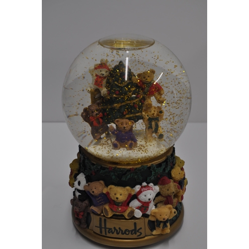 43 - Bloomingdales, Macy's  Snow Globes in original boxes with Harrods 20th anniversary bear 2005 musical... 