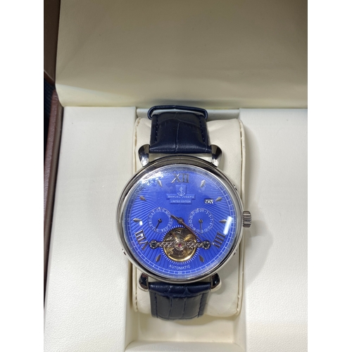 32 - X3 Samuel Joseph watches to include limited edition steel and blue automatic designer men's wristwat... 