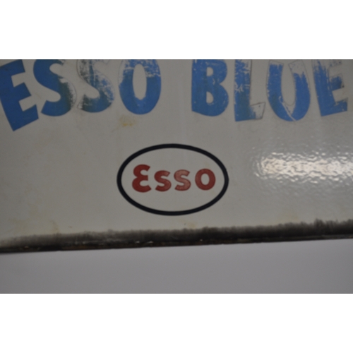 204 - Esso advertising sign 'We recommend Esso Blue' double-sided enamel sign