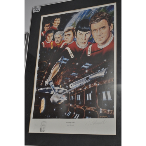 147 - x3  limited edition Star Trek framed prints signed by artist Trevor Horswell, Final Frontier 753/850... 