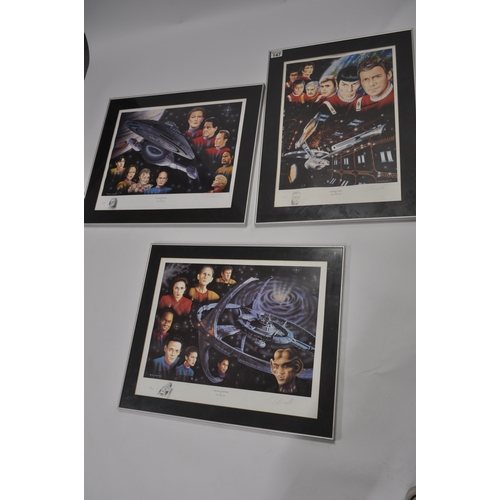 147 - x3  limited edition Star Trek framed prints signed by artist Trevor Horswell, Final Frontier 753/850... 