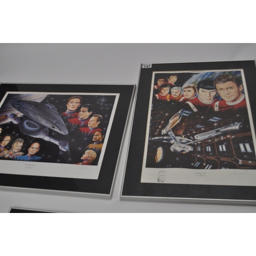 147 - x3  limited edition Star Trek framed prints signed by artist Trevor Horswell, Final Frontier 753/850... 