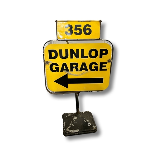 200 - Porsche/Dunlop  Garage double sided metal sign on heavy cast iron base with separate 356 flip over t... 