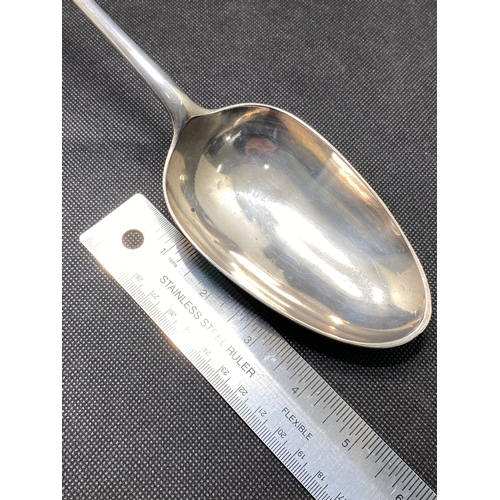 243 - Antique George II silver basting spoon, E.C.T.H, hallmarked London 1759 by makers Ebenezer Coker & T... 