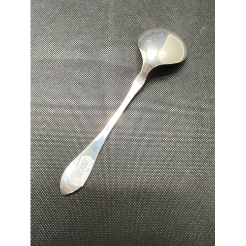 248 - Norwegian silver ladle/sauce spoon, marked 830s NM, with rose decoration and monogram to handle, app... 