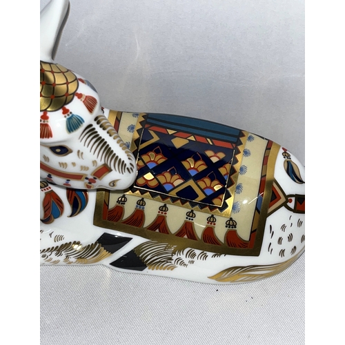 4 - Royal Crown Derby donkey paperweight with gold stopper in box