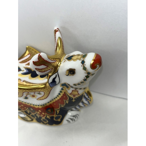 1 - Royal Crown Derby Reindeer paperweight with gold stopper, in box