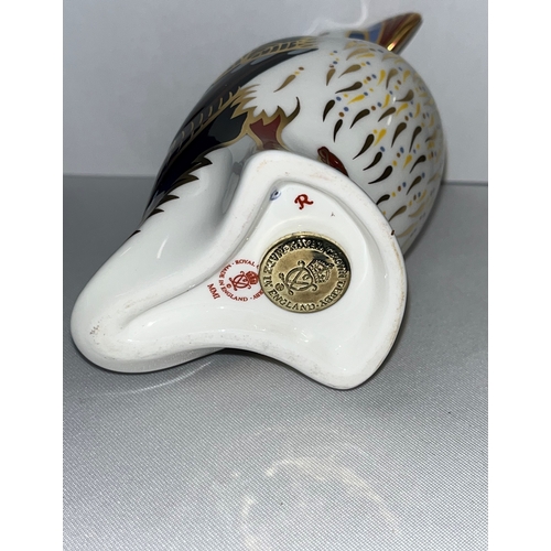 13 - Royal Crown Derby Puffin paperweight with gold stopper in box