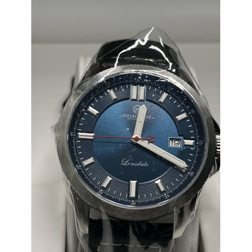 320 - The Lonsdale automatic watch from Melbourne Watch Co in blue, with date aperture at 3 o’clock, 42mm ... 