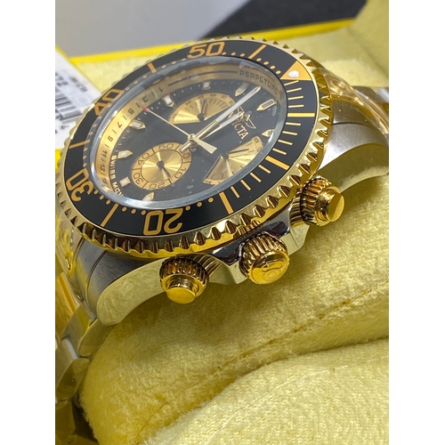 328 - x3  Invicta watches -  “29425” wristwatch, gold coloured and stainless steel, 45mm case, two subsidi... 