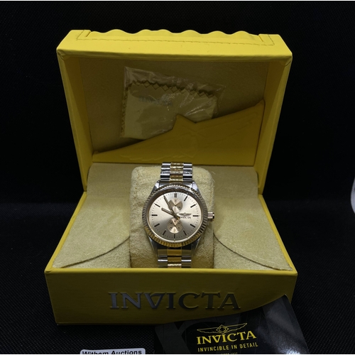 328 - x3  Invicta watches -  “29425” wristwatch, gold coloured and stainless steel, 45mm case, two subsidi... 