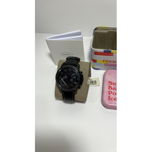 330 - x2 Fossil Watches; A  FS5132 chronograph Watch Black face with black Leather strap, case diameter 44... 