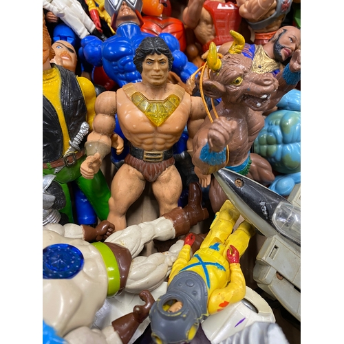 189 - A large quantity of retro figures/vehicles some Galoob 1980's action heroes including Superman, A-Te... 