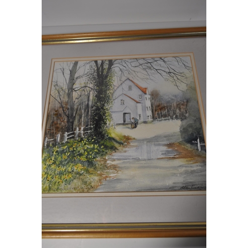 1 - x2 framed original watercolours of Essex scenes;  Maplestead Mill and Wendens Ambo both signed by th... 