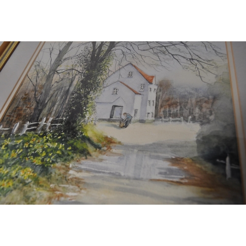 1 - x2 framed original watercolours of Essex scenes;  Maplestead Mill and Wendens Ambo both signed by th... 