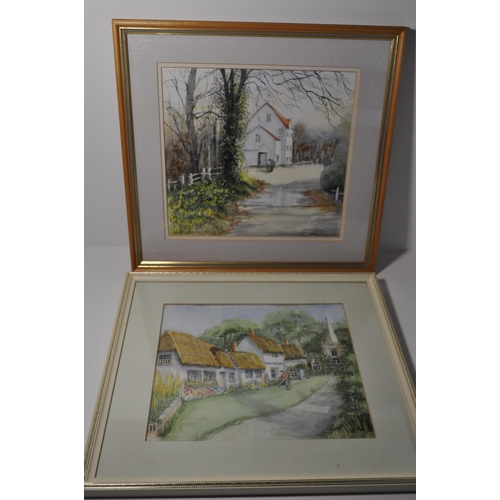 1 - x2 framed original watercolours of Essex scenes;  Maplestead Mill and Wendens Ambo both signed by th... 