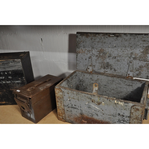 152 - Wooden ammunition box stamped RCAF together with one other wooden ammunition box and a 1971 metal am... 