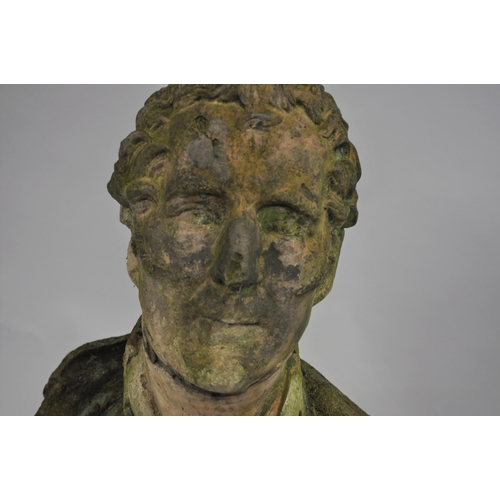 153 - Cast concrete style bust believed to be of the Duke of Wellington, in weathered condition AF, approx... 