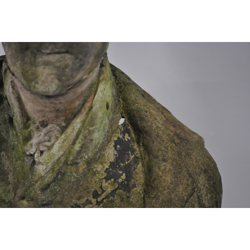 153 - Cast concrete style bust believed to be of the Duke of Wellington, in weathered condition AF, approx... 