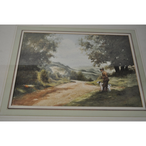 2 - Framed original watercolour by 20th century artist Charles W Morsley, countryside scene depicting  g... 