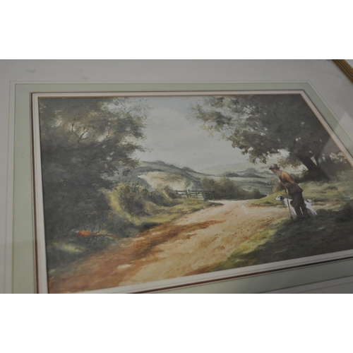 2 - Framed original watercolour by 20th century artist Charles W Morsley, countryside scene depicting  g... 