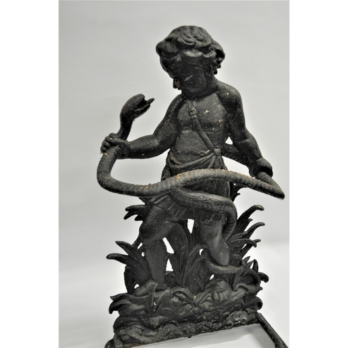 34 - Victorian Cast Iron Stick / Umbrella Stand, in the form of the infant Hercules wrestling with the sn... 