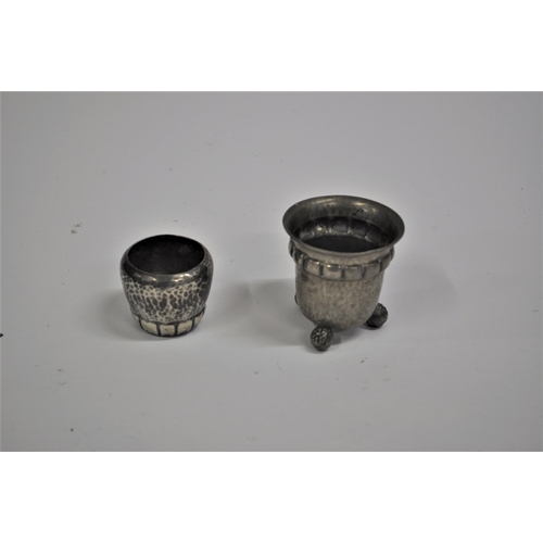 35 - A Danish pewter vase on three decorative feet with an inscription dated 1924 to side, makers stamp E... 