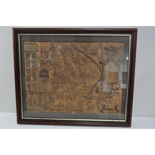 7 - Framed map The Countie and Citie of Lyncolne , approx. size L56cm x H45cm