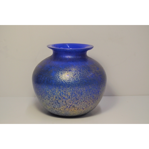 27 - Royal Brierley iridescent blue art vase, approx height 16.5cm