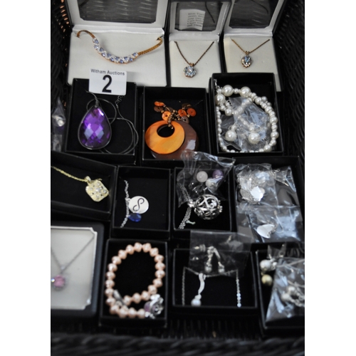 2 - A large quantity of costume jewellery to include necklaces, bracelets, bangles, earrings, rings etc.