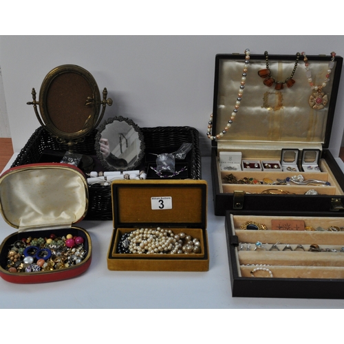 3 - A large quantity of costume jewellery to include necklaces, bracelets, bangles, earrings, rings etc.... 