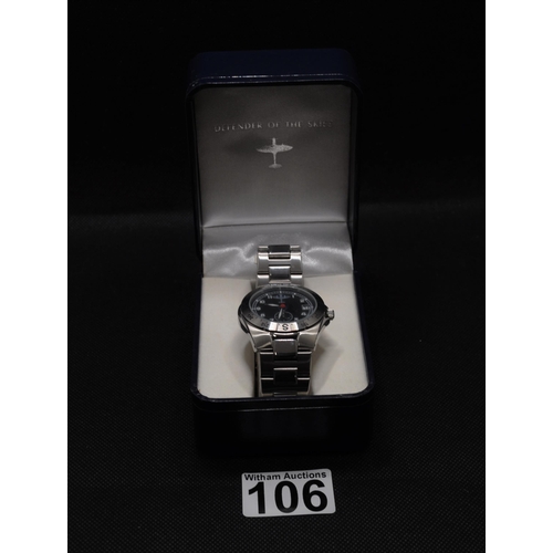 106 - Defender of the Skies Saviour of our Nation wristwatch in presentation box with Bradford Exchange Ce... 