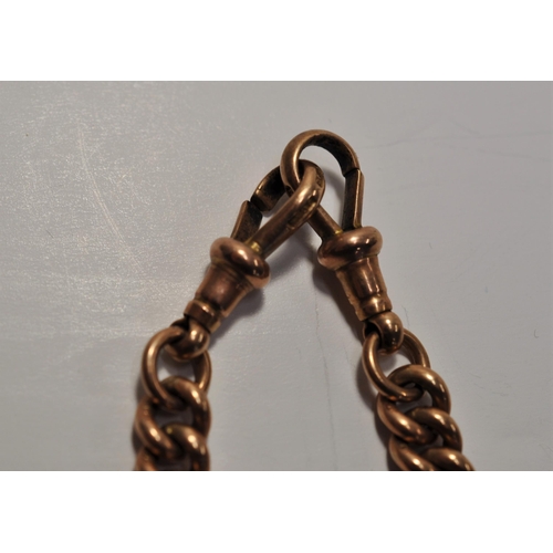 110 - Antique 9ct gold Albert chain with T-bar and fob shield, approx. gross weight 26g