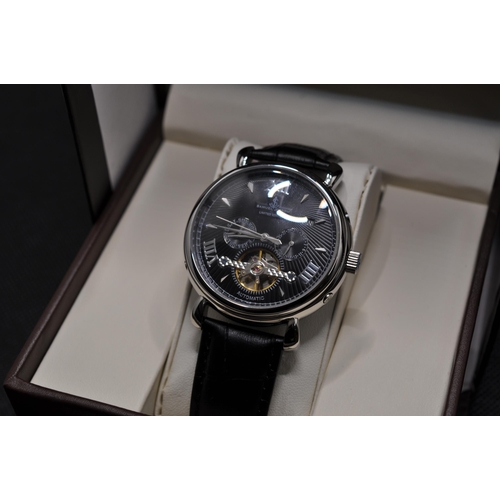 118 - Samuel Joseph limited edition steel and black automatic wristwatch, as new in box