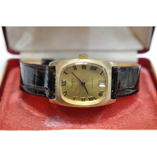 119 - 9ct gold cased Garrard wristwatch, hallmarked London to inside of case with engraving to reverse pre... 