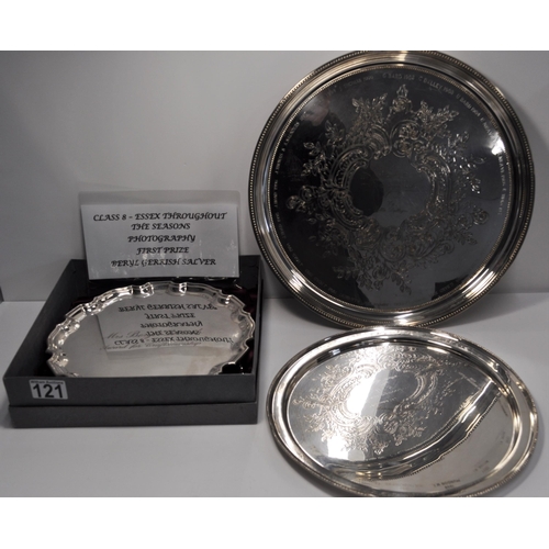 121 - WI interest, a collection of three award trays to include the Mrs Beryl Gerrish award for craftmansh... 