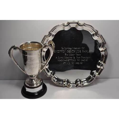 122 - W.I interest, The Margeretting silver trophy 1976-2017 hallmarked Birmingham approx. 250g inc stand,... 