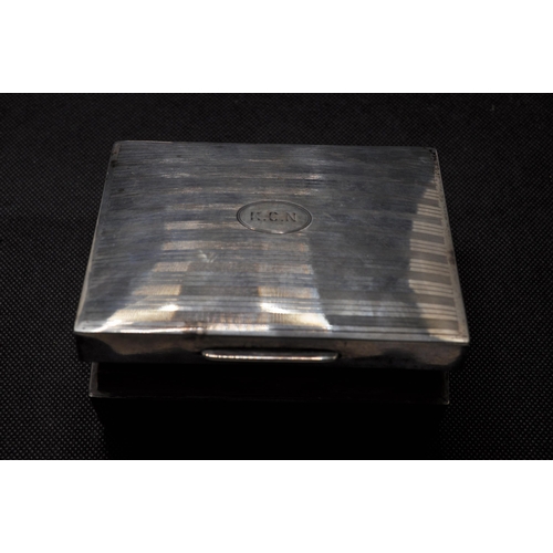 131 - Antique  cigarette box with linier engine turned design and monogram to top, c.1911 by  William Comy... 