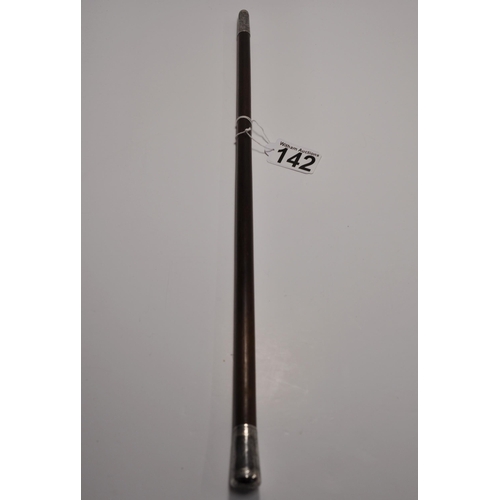 142 - A military  style/ conductor's style baton with silver tip and handle, engraved foliate detailing,  ... 