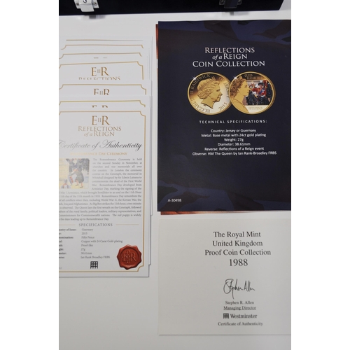 159 - 1988 UK proof coin collection containing x7 coins with box and certificate, Windsor Mint Portraits o... 