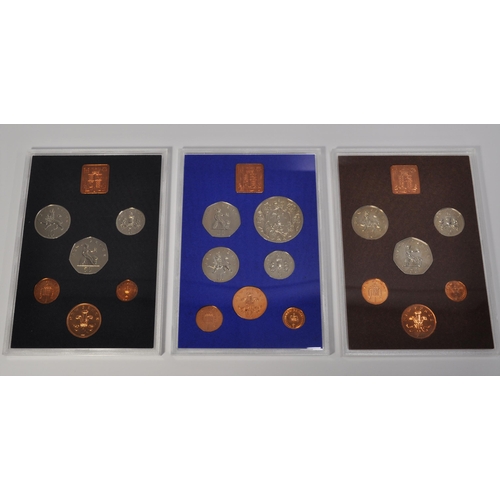 161 - x3 sets of Royal Mint UK Proof coin collection 'The Coinage of Great Britain and Northern Island' 19... 