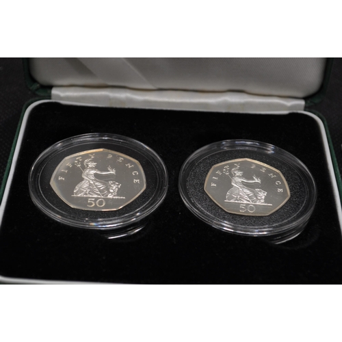 174 - Royal Mint 1997 UK silver proof 50 pence two coin set with Certificate of authenticity