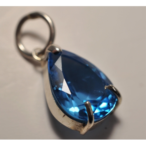 40 - 12.50ct Swiss blue topaz brilliant cut stone pendant in pear shape form, measuring 13 x 17.5mm, hand... 